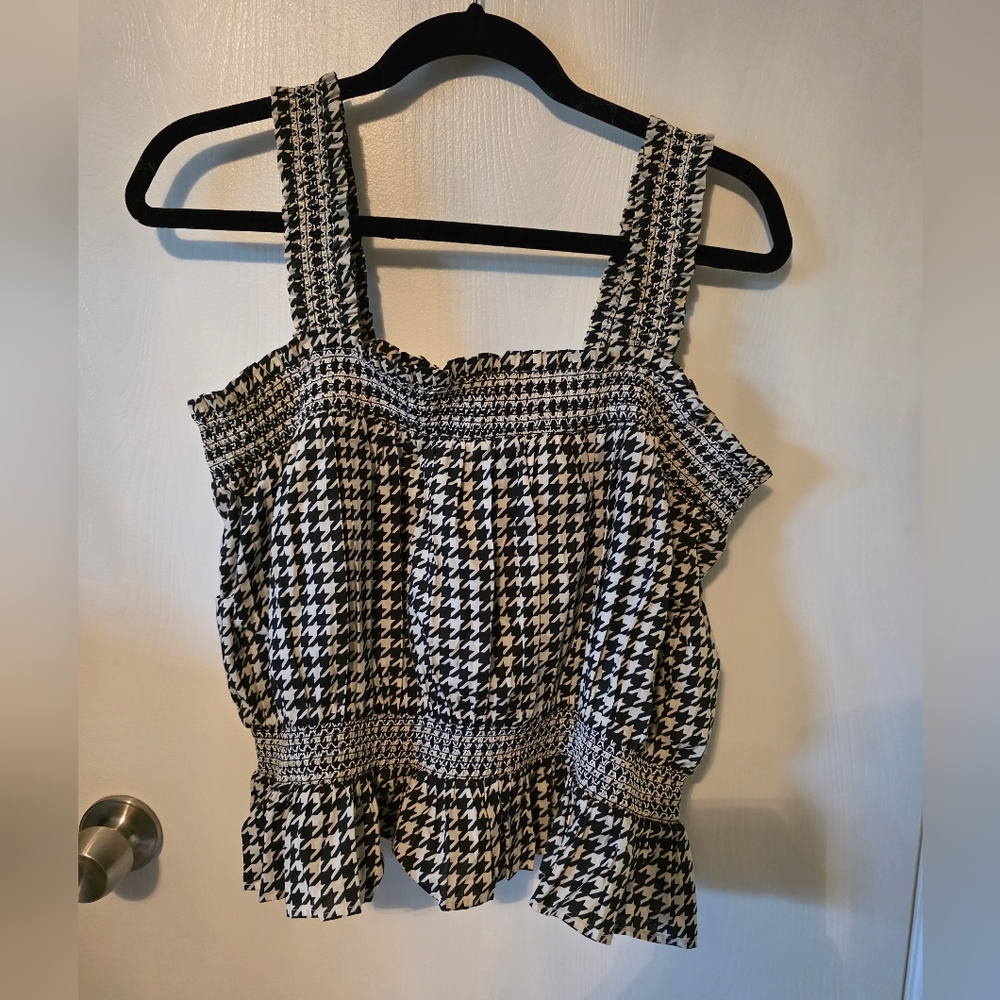 Kate Quinn Black and White Houndstooth Winnie Tank Top NWT XL